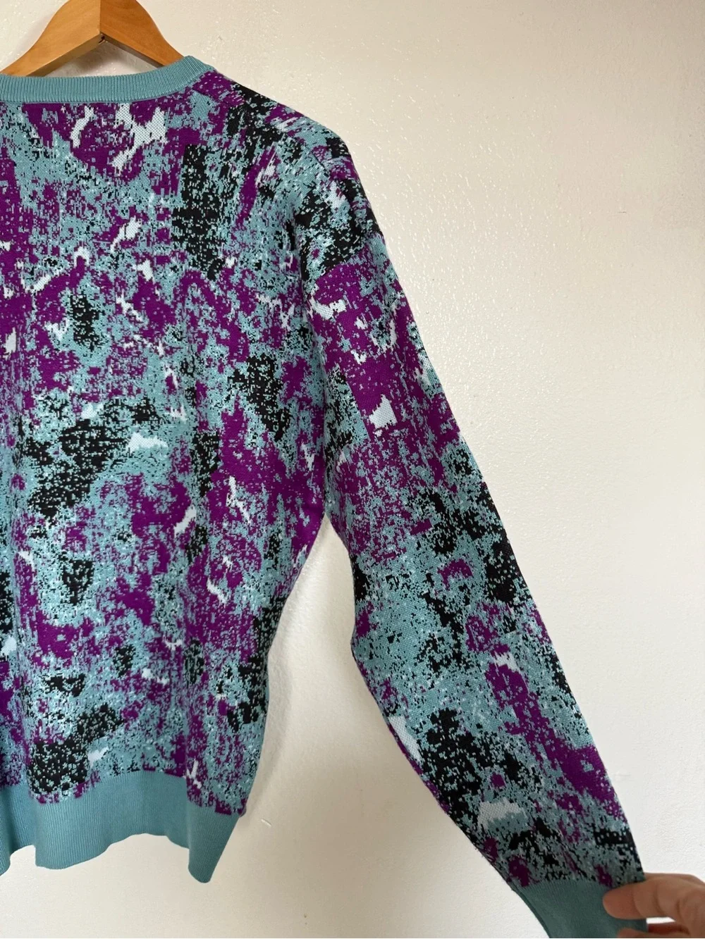 Zara Aqua & Purple Marbled Crewneck Sweater Size M